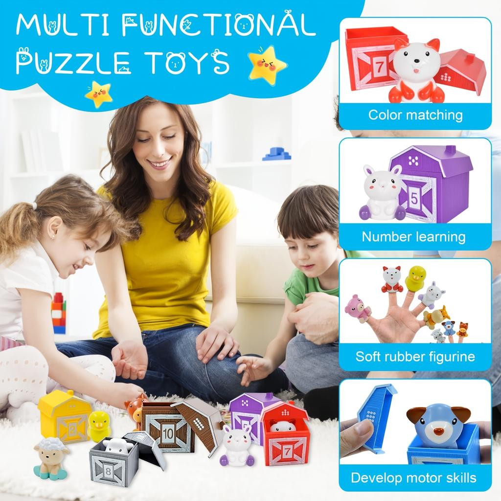 Farm Theme Number Train Toy, Montessori Early Education Matching Classification, Fine Motor Skills & Color Recognition