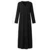 Women's Hooded V Neck Long Sleeve Linen Maxi Dress Loose Fit Solid Color Modest Abaya Kaftan