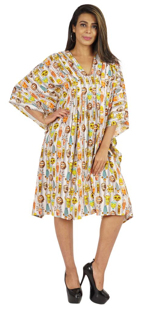 Moomaya Womens Short Kaftan Cover Up Night Dress Kaftan Gown Kimono
