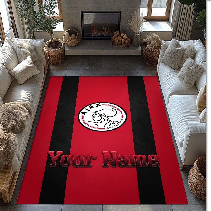 Ajax Amsterdam Bedruckter Kristall-Samt-Teppich Rutschfester Kristall-Samt-Teppich für Sofa, Schlafzimmer, Innenbereich, Heimdekoration