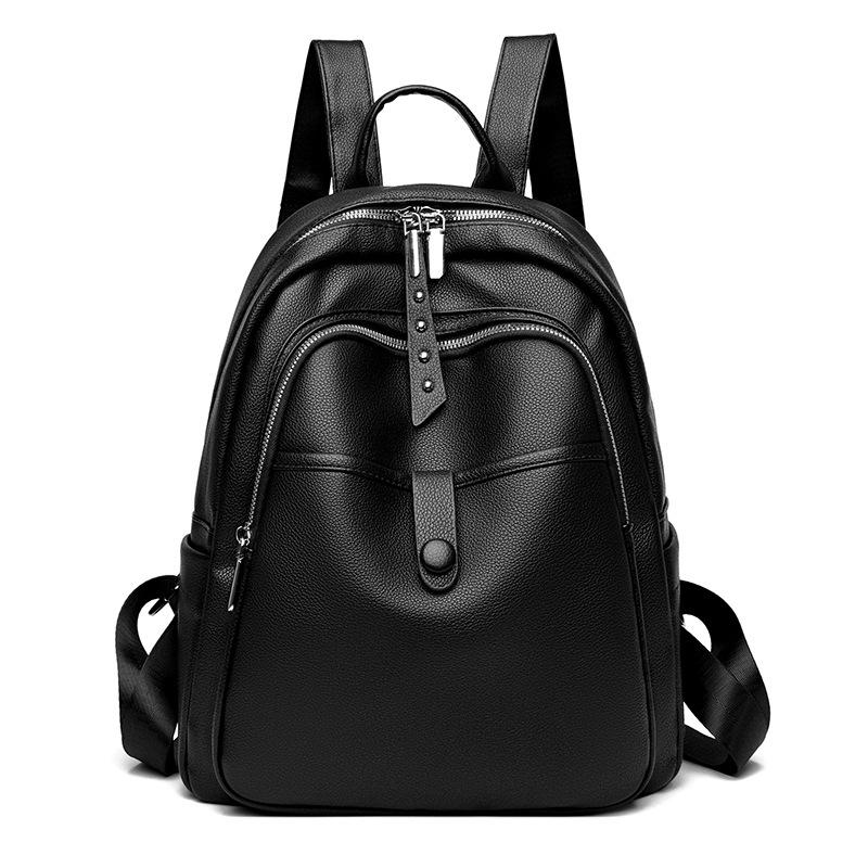 Texture Women s Backpack Spring New Large Capacity Casual Backpack Cross-border Trend Rivet Backpack чёрный