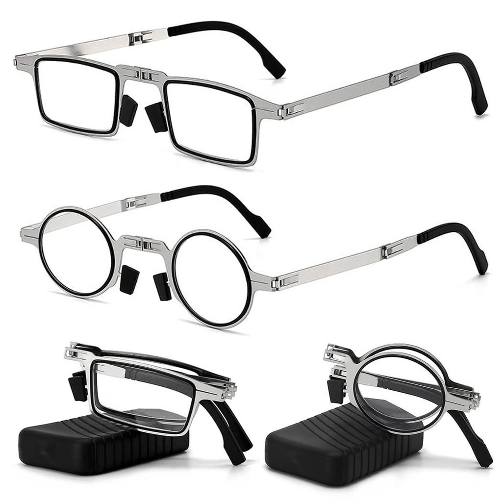 1PCS Ultra Thin Folding Reading Glasses for Men Women Lightweight Metal Frame with Portable Hard Case