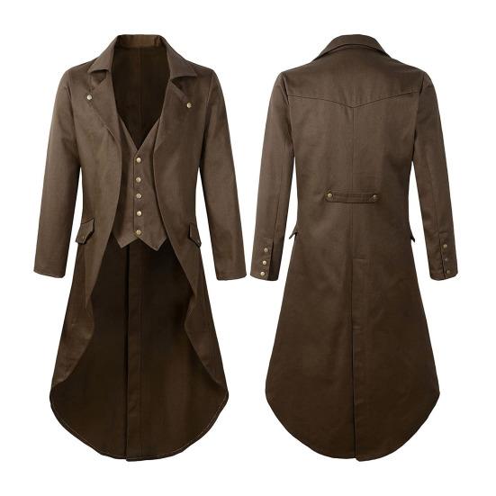 Slim-Fit Tuxedo Jacket Lapel Long-Sleeved Retro Dress Jacket Medieval Style Suit Jacket Festive Parties Wear