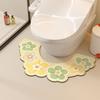 Oil Painting Style U-shaped Toilet Mat Floral Pattern Anti Slip Floor Mat  For Bathroom