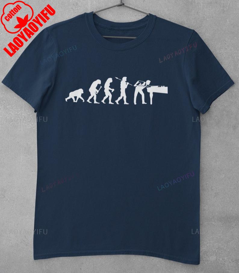 Evolution of Snooker T Shirt From Ape Through Prehistoric Man To Snooker Player Potting Balls Men Clothing Graphic T Shirts Mens S
