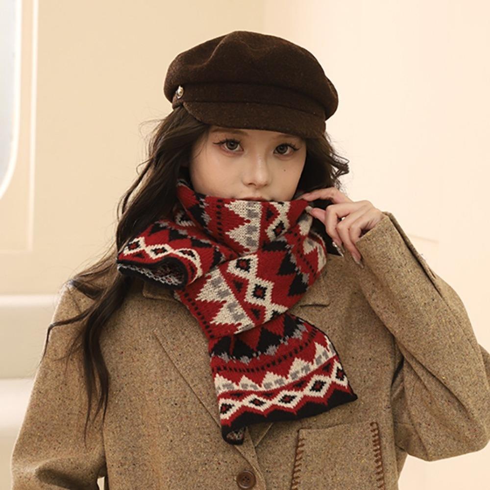 Korean Style Women Scarf Jacquard Woolen Neckerchiefs Fashion Winter Knitted Scarves  Gifts