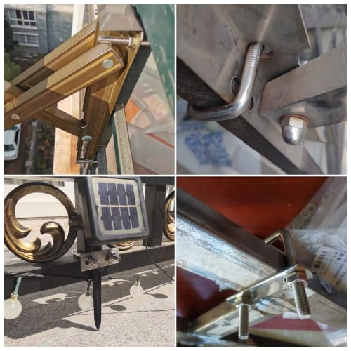 RILIHII U-Bolts (Set of 4) Square U-Bolts, 102mm Inner Width, 304 Stainless Steel Square M8 Bolts with Washers and Plates, for Carport Parking Fixings