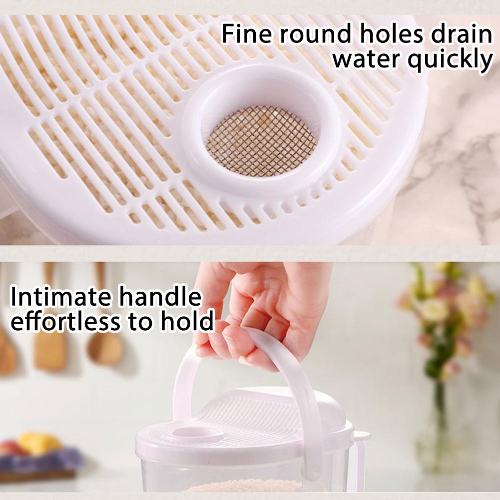 Rice Washer Kitchen Colanders Strainer Bowl With Lid Multifunctional Plastic Washer Rice Washing Kitchen Tools