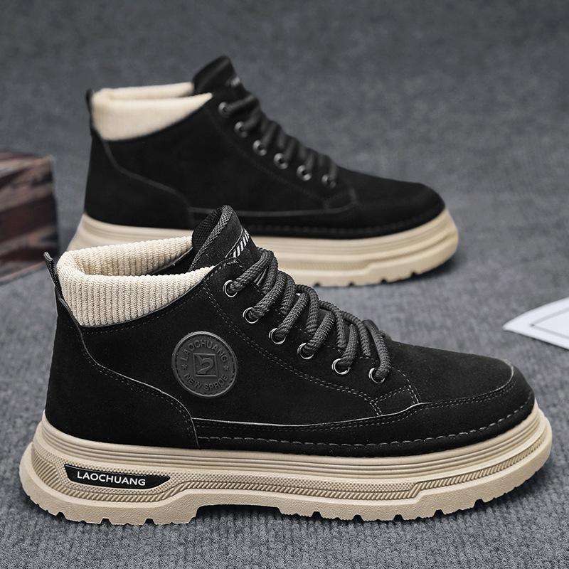 

Martin boots fashion high-top tooling men s shoes increase height autumn new leather trendy shoes 39 чорний