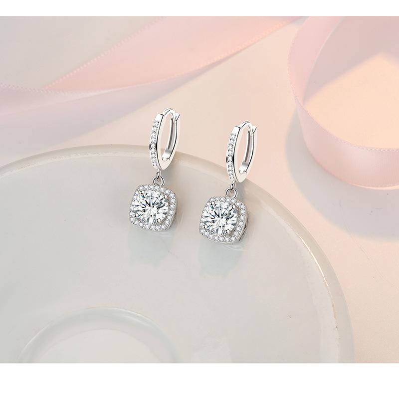 Fine Jewelry 925 Sterling Silver Earrings Inlaid With Zircon Crystal Flower Earrings Charm Jewelry For Women Gift Engagement