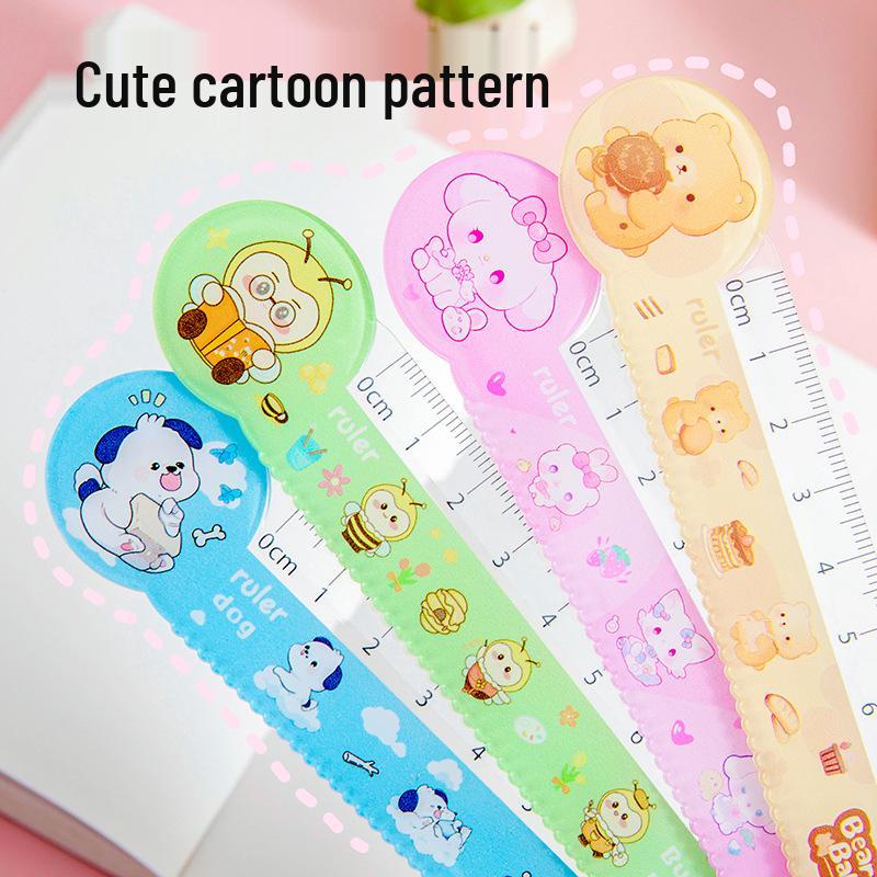 15cm Transparent Cartoon Ruler with Wavy Edge - Cute Plastic Drawing Scale for Students