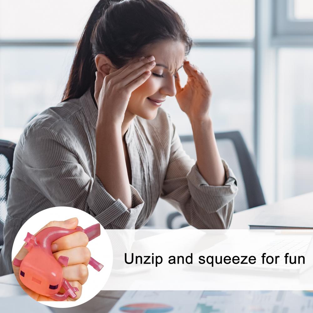 Translucent Axolotl Squeeze Toy Cute Axolotl Squeeze Toy Pink Pixel Style Stress Relief Fidget Toy Soft Gift For Kids Adults
