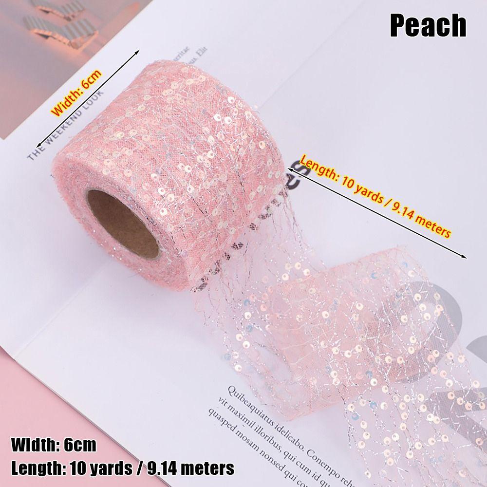 1Roll Party Decoration Sequin Ribbon Roll Seersucker Embroidery Organza Headdress Bow Material Coloful 10Yards 6cm