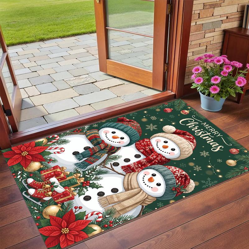 Christmas Printed Square Area Rug Soft Non Slip Floor Carpet For Bedroom Holiday Gift