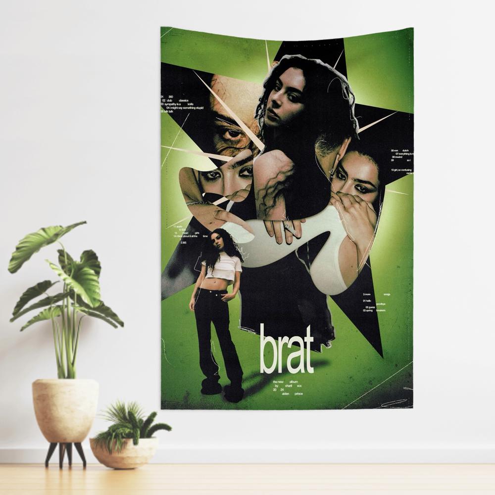 Brat Muziekalbum CCharli Singer Xcx Wandkleed Kamerdecoratie Wandkleed Feest Hangende Achtergrond Kamerdecoratie Babykamer