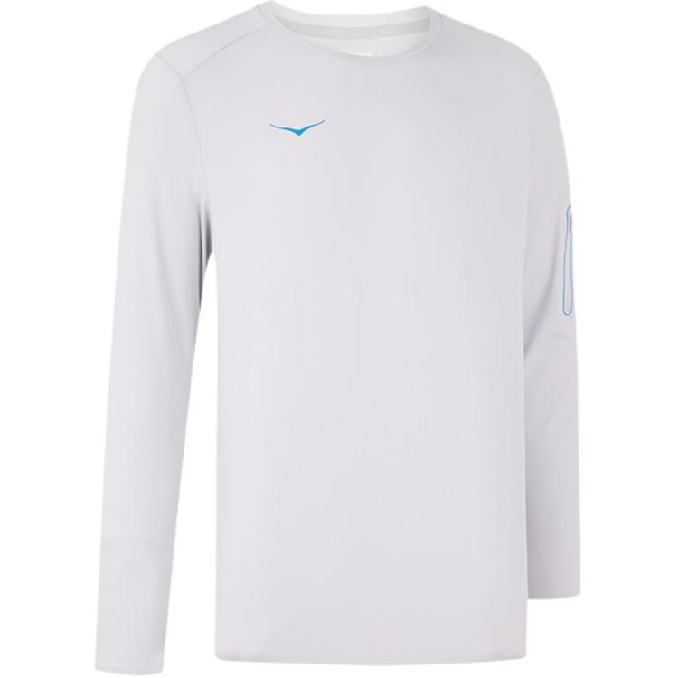HOKA One One Long Sleeve Solid Round Neck Pullover Running Fitness T-Shirt Men Tops Cosmic-Gray 1171812