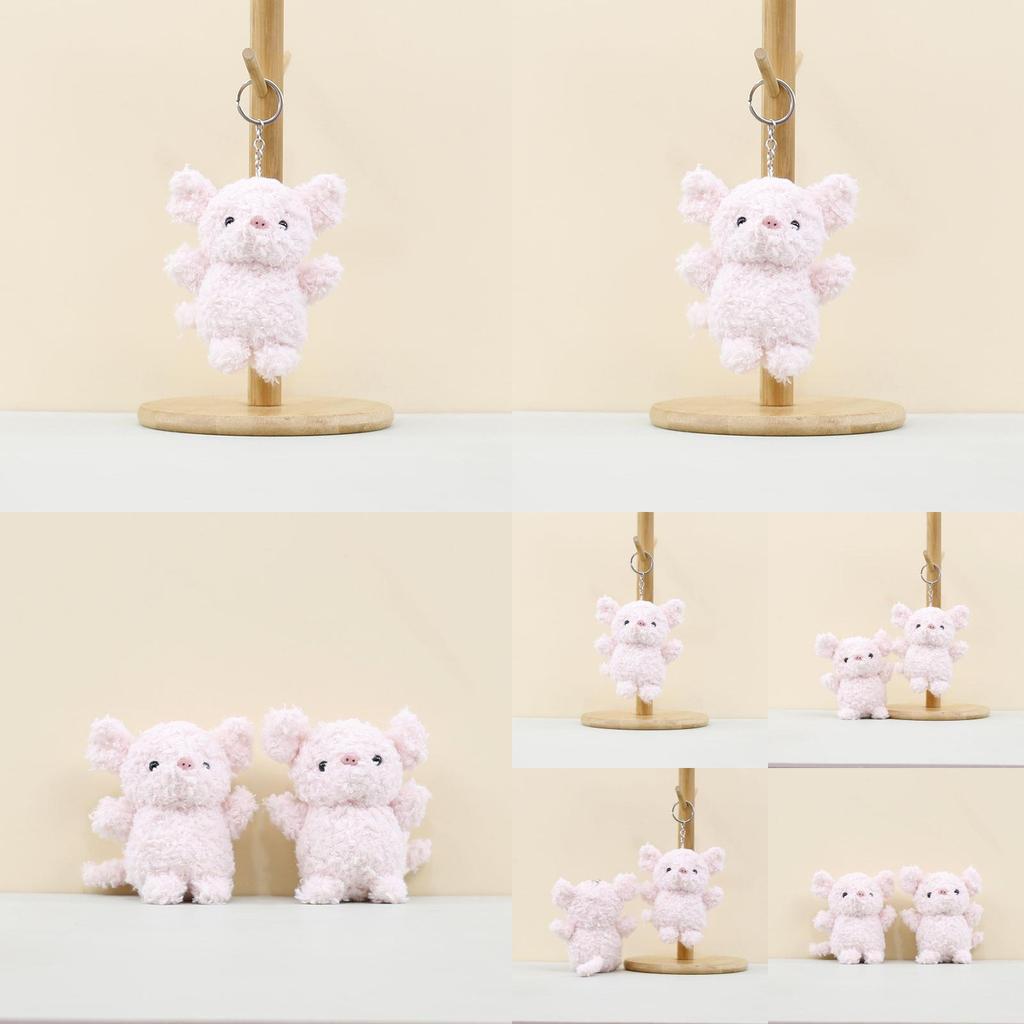 Lovely Pig Plush Keychain Cartoon Stuffed Animal Doll Soft Coral Fleece For Kids