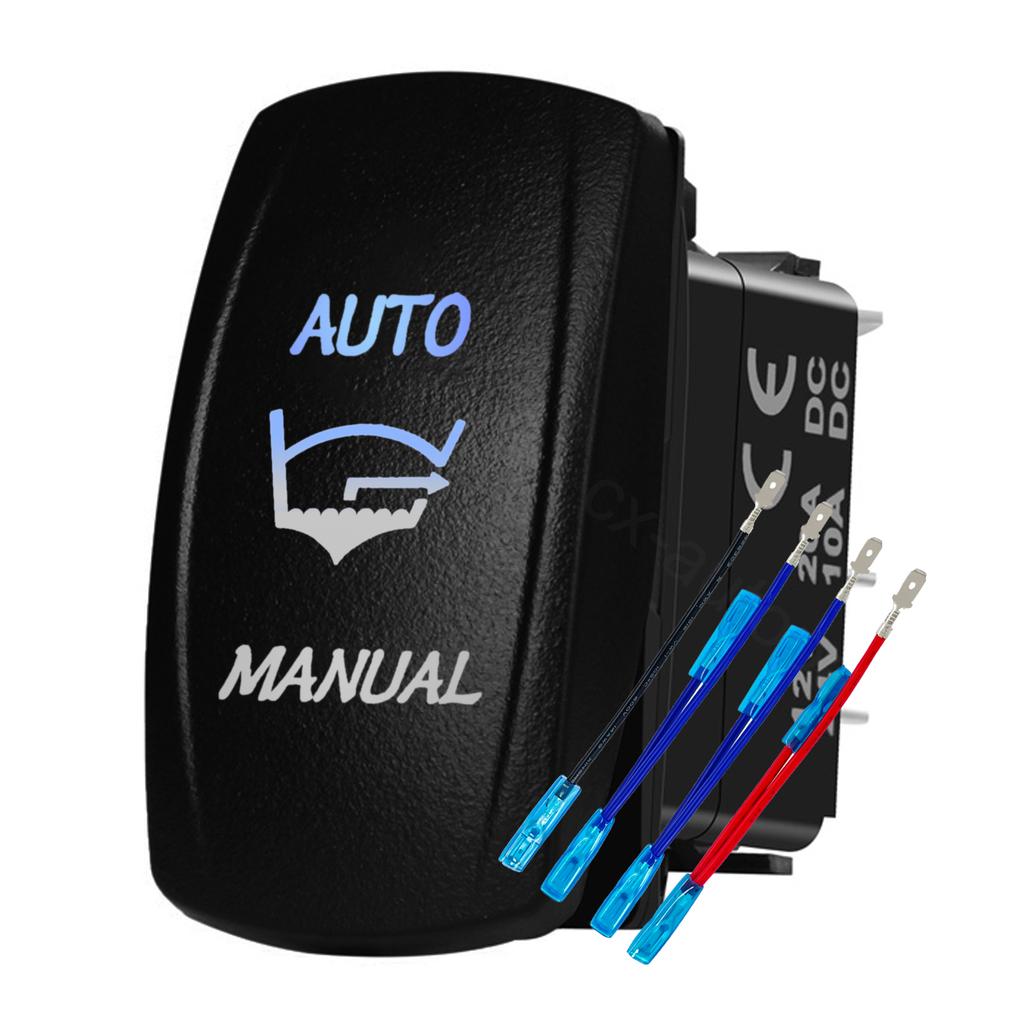 12V 24V Boat Trim Tabs Switch (ON)-OFF-(ON) Momentary Rocker Switch Waterproof Blue Light ON-OFF Toggle Switch With Harness Switches4