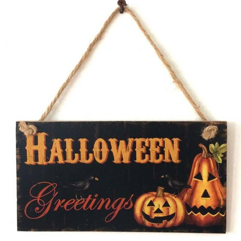 Wooden 10*20cm Halloween Hanging Board Decor Festival  Indoor and Outdoor Perfect Decoration Event Party Supplies