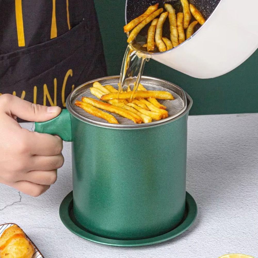 Anti-Leakage Oil Filter Pot BPA-Free Stainless Steel Strainer Grease Separator  Household