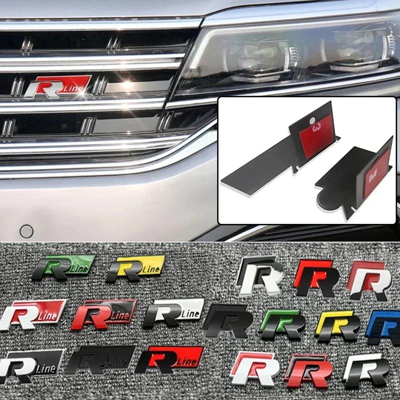 opq1 R Rline Metal Car Front Grill Trunk Sticker Accessories For Volkswagen VW GTI Polo Golf MK8 Lamando Passat Magotan Tiguan Jetta