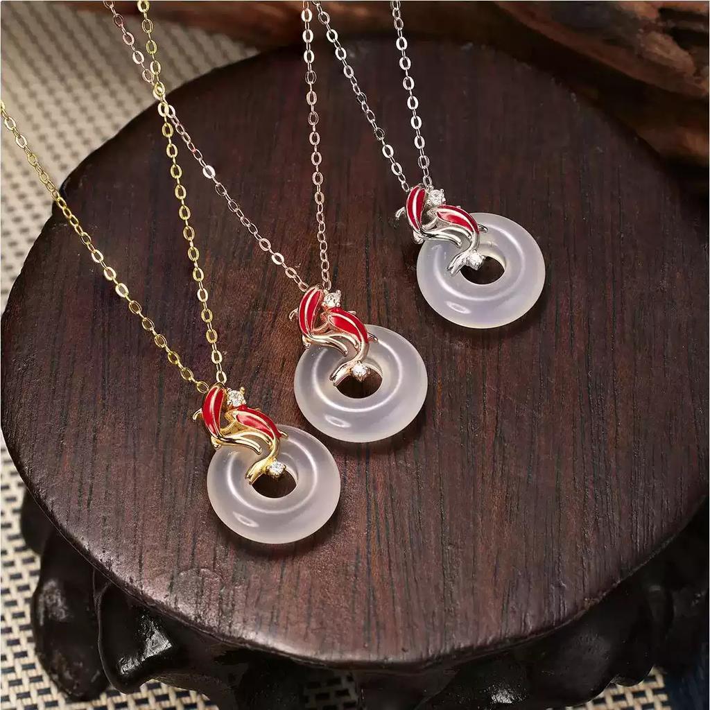 Koi Necklace Female Niche Retro Guochao New Chinese Safety Buckle Pendant Item Jewelry Gift Premium Durable Quality