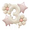 5pcs 18inch Matte Daisy Balloons 32inch Cream Number Pink Star Happy Birthday Aluminum Foil Balloon Birthday Party Wedding Decor