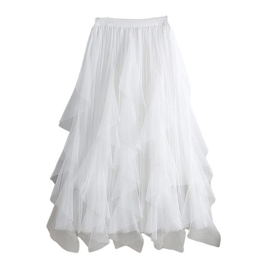 Spódnica Tiulowa Damska Elastyczna Wysoki Stan Linia A Długa Tiulowa Spódnica Bajkowa Zwiewna Warstwowa Wielowarstwowa Maxi
