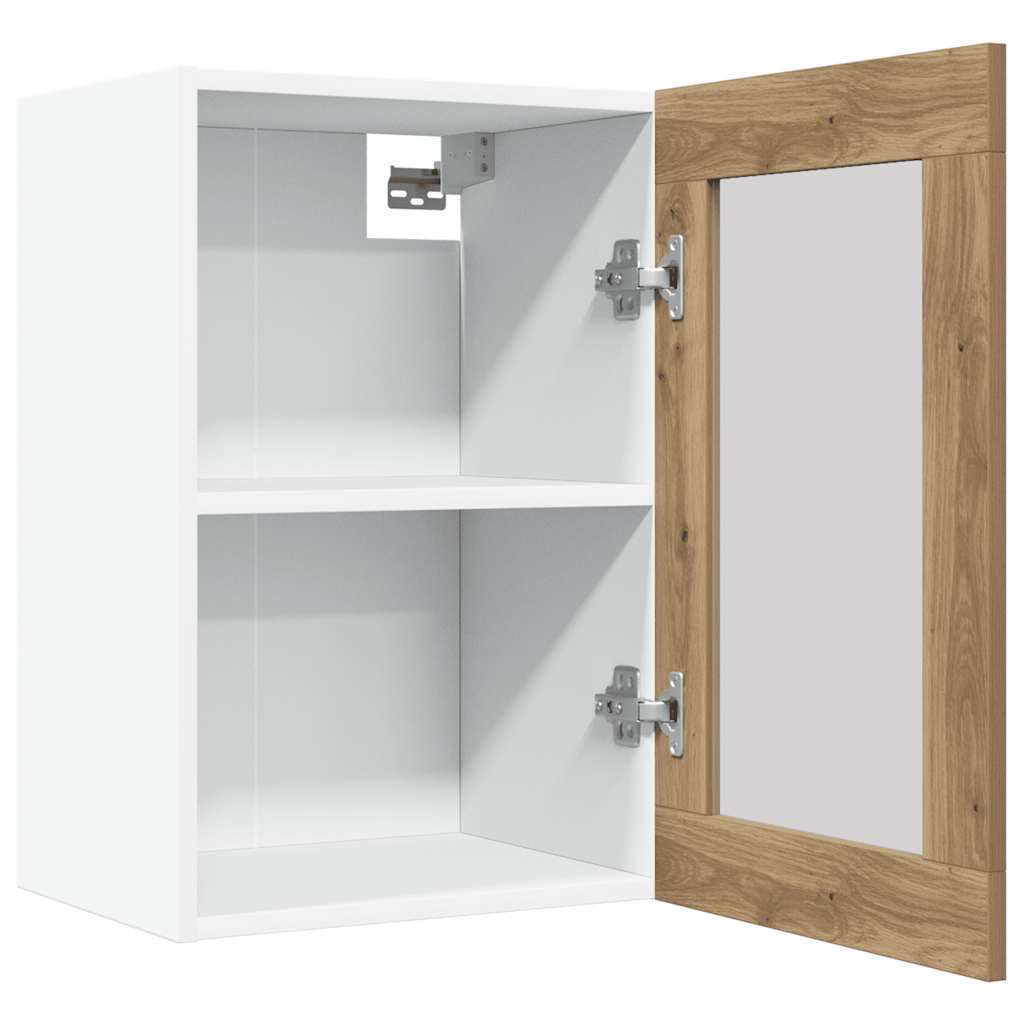 Lyon Hanging Cabinet with Glass Door Artisan Oak Finish 40 X 31 X 60 Cm Engineered Wood