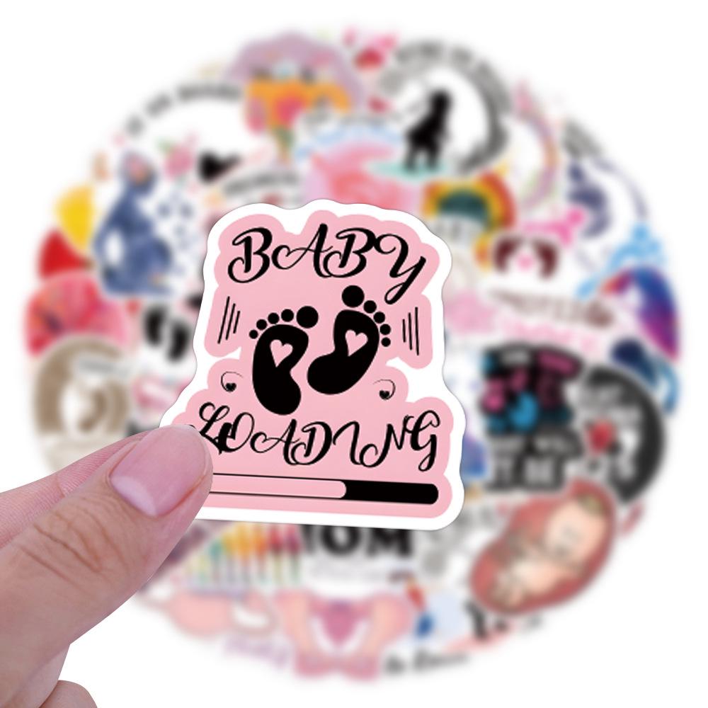 55-Piece Waterproof Pregnancy & Breastfeeding Doodle Stickers for Decoration & Stationery