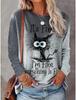 New 3D Cute Cat Printed Women's Casual Fashion Round Neck Long Sleeve T-shirt