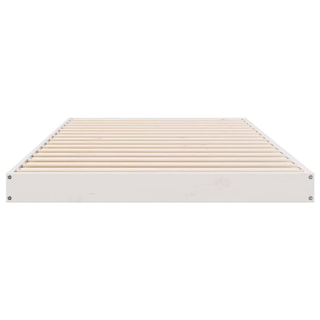 Floor Bed Frame White 90 x 210 cm Solid Pine Wood