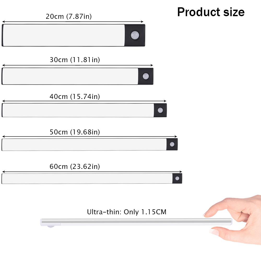 Ultra Thin LED Motion Sensor Cabinet Light USB Rechargeable 3 Magnetic Night Lamp for Kitchen Wardrobe