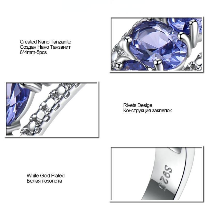 Gica Gema Modré safírové prsteny s tanzanitem pro ženy Zásnubní jemné šperky Originální masivní prsten z 925 mincovního stříbra Jemné šperky
