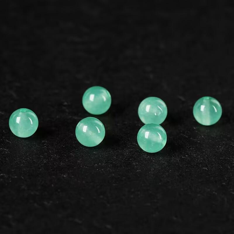 Dongling Jade Chalcedony Green Round Beads for DIY Jewelry Crafting