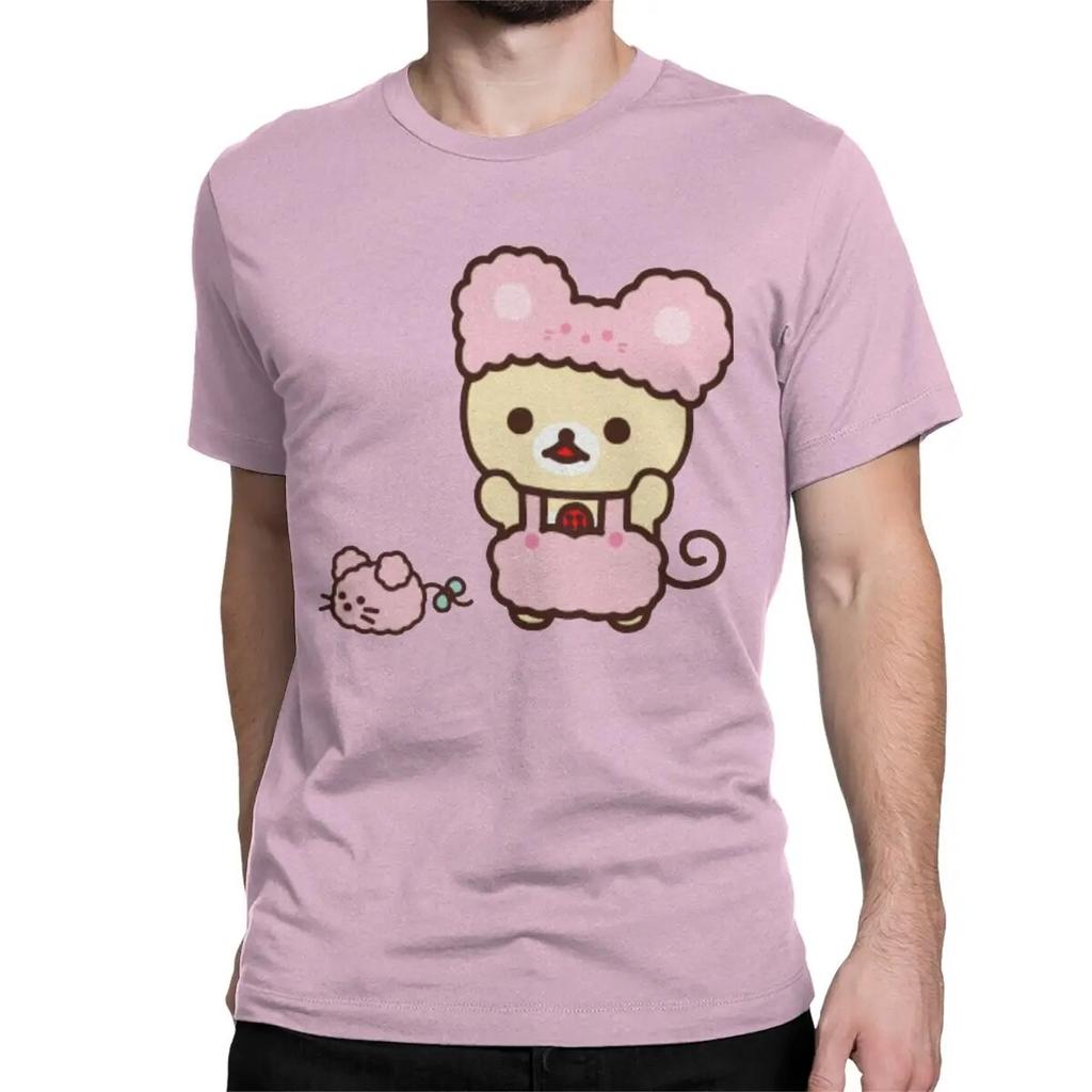 Novelty Rilakkuma Korilakkuma T-Shirts Unisex Wo Unisex Crewneck 100% Cotton T Shirt Short Sleeve Tee Shirt Plus Size Clothing