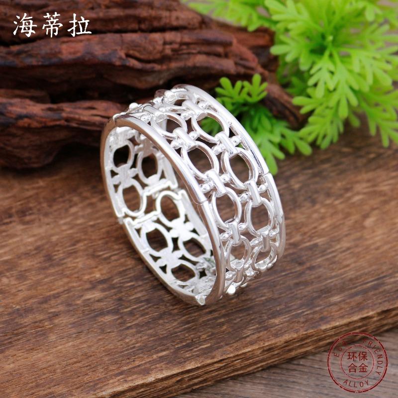 New hollow geometric round opening bracelet women's creative exaggerated irregular ring opening bracelet