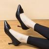 Echtleder Schuhe Damen Pumps mit spitzer Zehe Hohe Absätze Flach Mode Schwarz Arbeitsschuh Damen Partyschuhe Übergröße 33-40