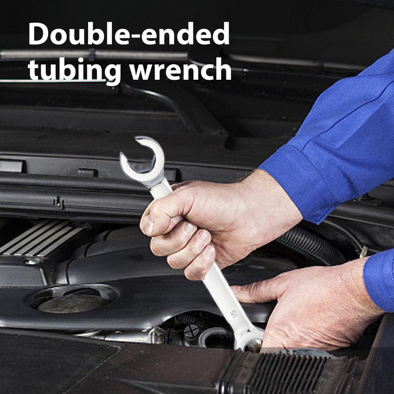 Double Head Wrench Brake Ratchet Torque Hand Tool Wrench for Repair Fuel Tube Hose Oil Pipe Automotive Mechanical Workshop Tools