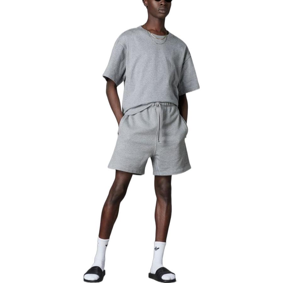 adidas Originals Trefoil Stripe Drawstring Straight-Leg Casual Shorts Men Bottoms Grey HM5119