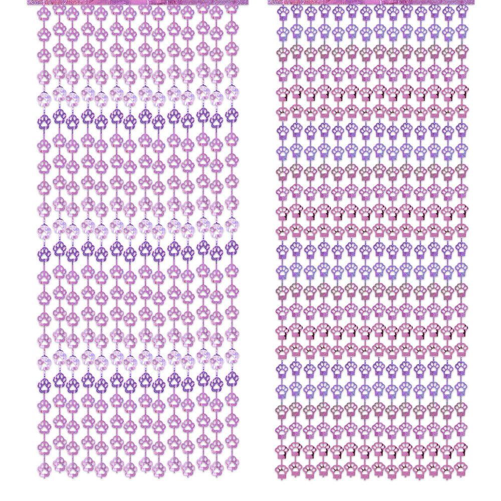 Adorable Pink Cat Paw And Dog Paw Rain Curtain For Festive Pet Birthday Parties