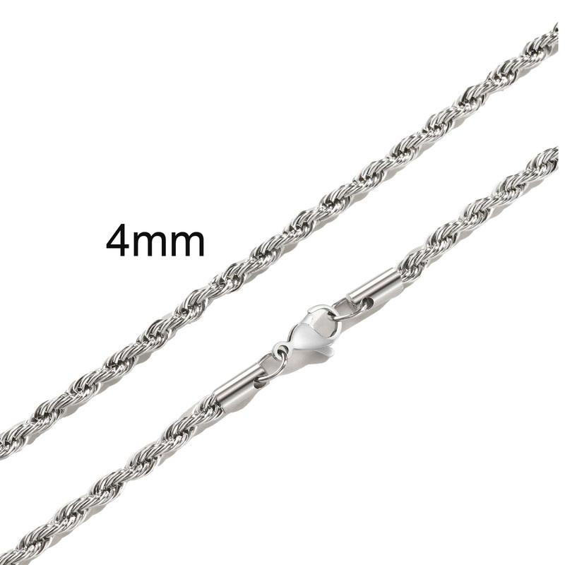 Ropes Long Necklace for Men Women,Stainless Steel Gold Color Twisted Rope Chain Collar,2/3/4/5mm Punk Basic Waterproof Jewelry