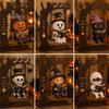 Spooky Halloween Party Supplies Funny Swing Ornament, Witch/Skeleton/Mummy/Pumpkin Ghost Sitting on Indoor Outdoor Decorations Reading Book