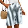 Women's Striped Casual Fashion Breathable Loose Cotton-Linen Shorts