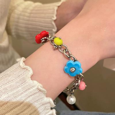 Titanstahl Glasierte Blume Perlen Armband Einfach Leicht Luxuriös Klein Frisch Armband Temperament Vielseitig Hochwertiger Schmuck