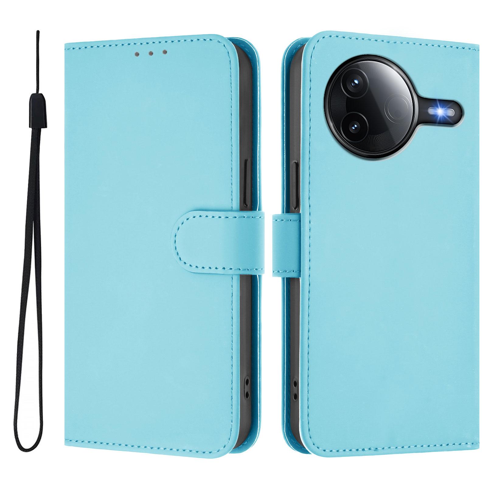 

For Xiaomi Poco F7 Pro 5G/Xiaomi Redmi K80 5G/Xiaomi Redmi K80 Pro 5G/Xiaomi Poco F7 Ultra 5G Case Solid Color Wallet Leather Phone Cover with Strap Sky Blue