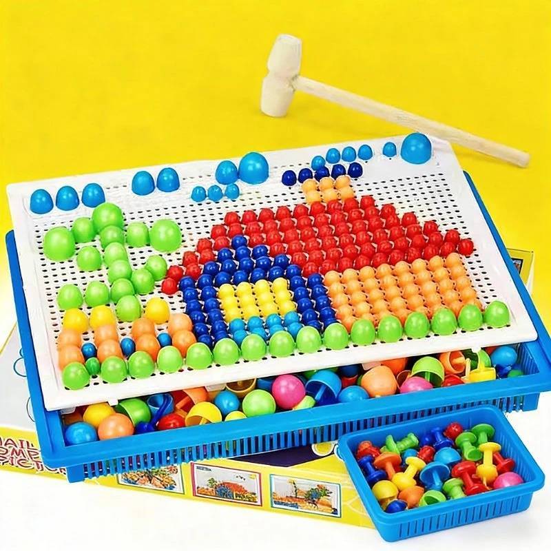 Educational Mushroom Nail Puzzle For Kids With Diy Building Fun And Brain Development
