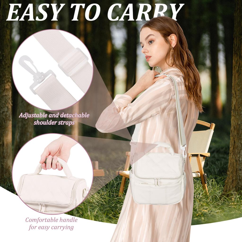 Portable Lunch Bag With Crossbody Strap Insulated Lunch Box Soft Cooler Cooling Tote Lunch Bag for Office Beach School Picnic