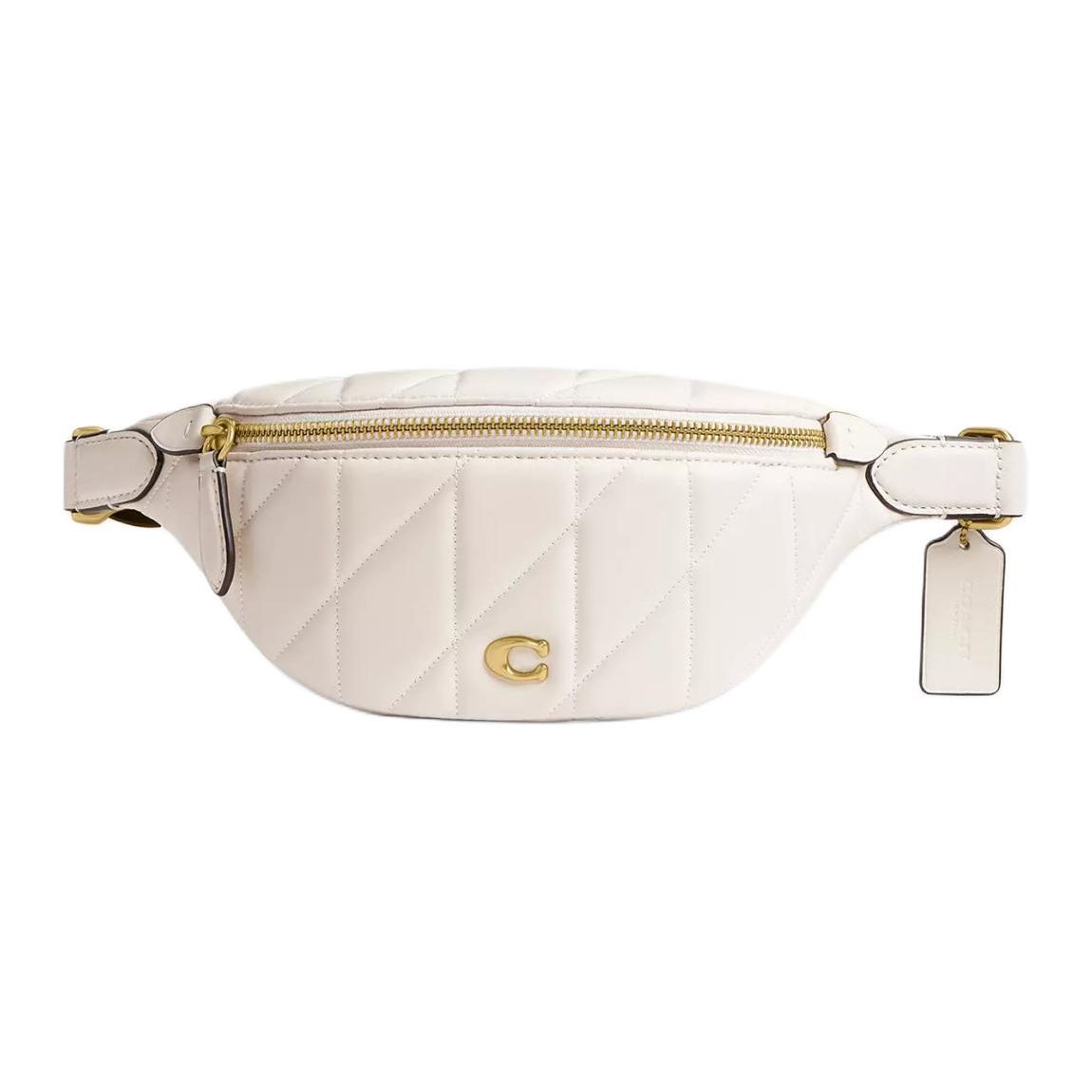 Coach Essential 30 External Zipper Pocket Adjustable Shoulder Strap Napa Leather Waist Bag Large Women waist bag Brass Chalk CR506-B4HA Basic Set BagDust Bag 28280₽