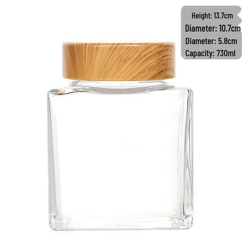 New Wide Mouth Transparent Honey Glass Jar - Thick Square Design for Bird's Nest and Jam